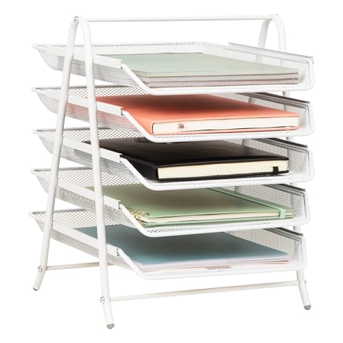 Mind Reader 5-Tier Paper Tray Organizer, White - color: White, size: 11.8" x 14" x 15"