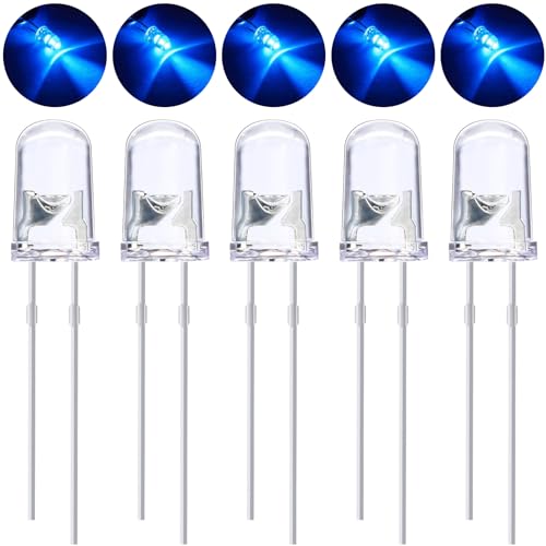 EBOOT 100 Pcs Clear LED Light Emitting Diodes Bulb LED Lamp, 5 mm (Blue) - color: Blue