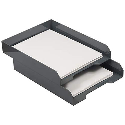 JAM PAPER Stackable Paper Trays - Grey - Desktop Document, Letter, & File Organizer Tray - Sold Individually - color: Gray, size: Pack of One (1) Tray