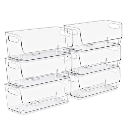Sorbus Clear Pantry Organizer with Stackable Storage Bins, Open Front - size: Small Narrow, style: 6 Pack
