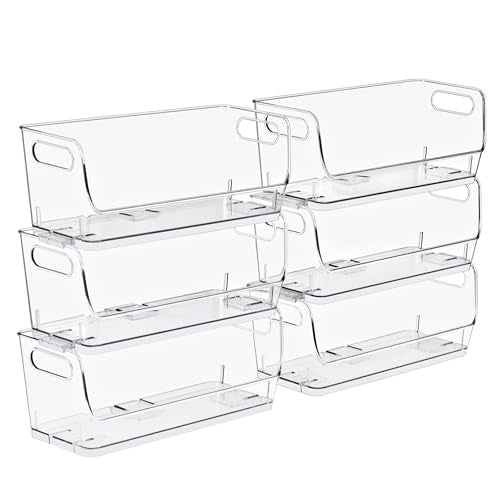Sorbus Clear Pantry Organizer with Stackable Storage Bins, Open Front - size: Small Narrow, style: 6 Pack