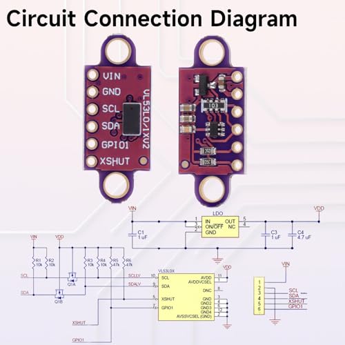 5 Pcs VL53L0X Lidar Sensor 2m Range High Precision Single-Point Distance Sensor GY-VL53L0XV2 Compact Lightweight ToF Module with I2C Interface for Arduino Raspberry Pi Robot IoT Projects Smart Homes - color: Purple