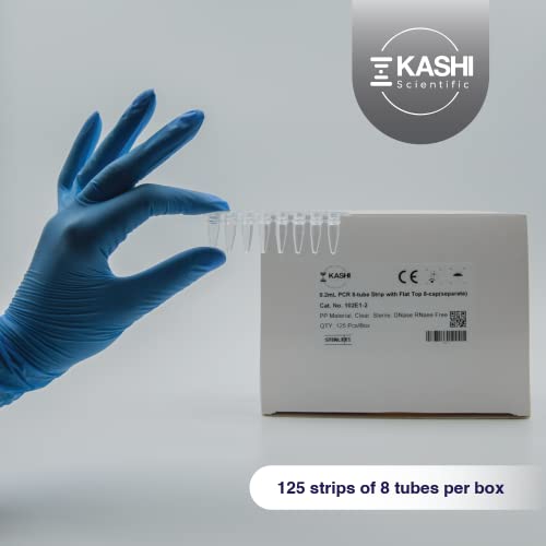 Kashi Scientific PCR 8-Tube Strip, Clear Polypropylene with Flat Caps - 125 Strips/Box (.2mL, Separate Cap) - size: .2mL, style: Separate Flat Cap
