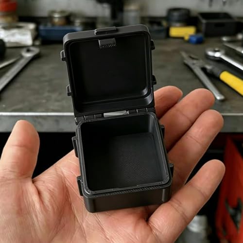 Portable Small Thickened PLA Plastic Hardware Toolbox with Lid Home Office Desktop Jewelry Screw Organizer Tool,4.5x4.6x2.5cm (Black) - color: Black