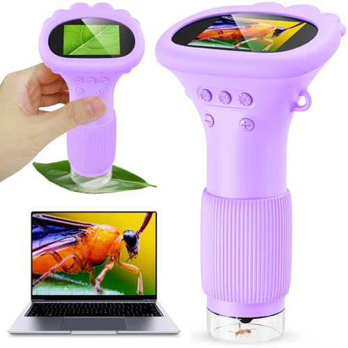 Ashfly Handheld Kids Microscope, Magnifying Glass Camera for Kids Age 3-12 - color: Purple