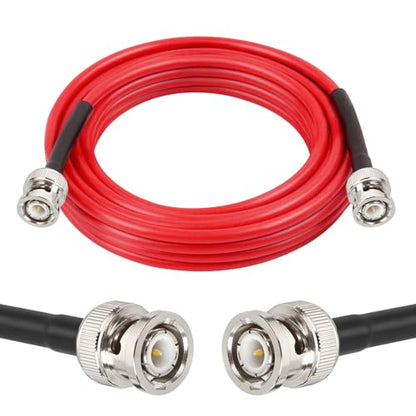 MOOKEERF 15FT RG58 50 ohm BNC Male to Male Coax Cable - Low Loss Extension Coaxial Cable with BNC Adapter Connector for Antennas, RF Radios, Modems, Oscilloscopes, Spectrum, etc (Red) - size: 15FT