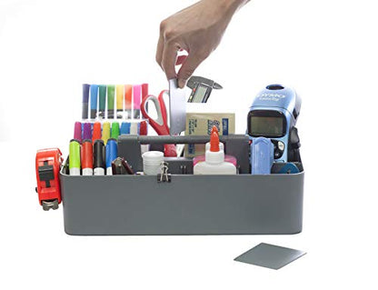 2 PACK - Portable DIY 8 Dividers Durable Plastic Tote Tool & Supply Cleaning Caddy with Handle Made In USA (Orion Gray) - color: Orion Gray