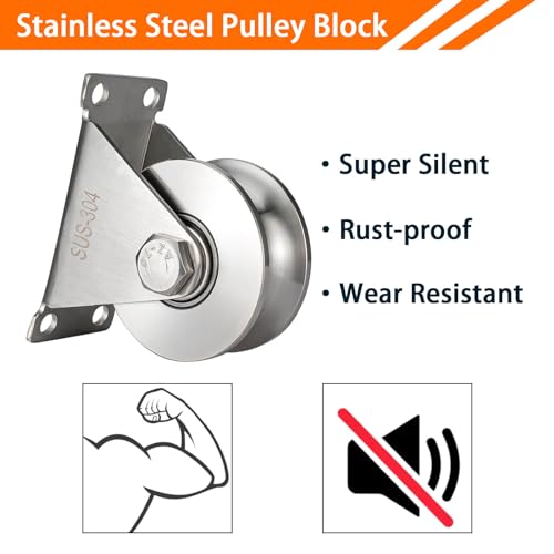 Heavy Duty Large 68 mm Pulley Wheel, Duplex Bearings Inside, Wall Mounted Industrial Rope Pulley for Lifting, 1 Pack - size: 68mm_1 PCS