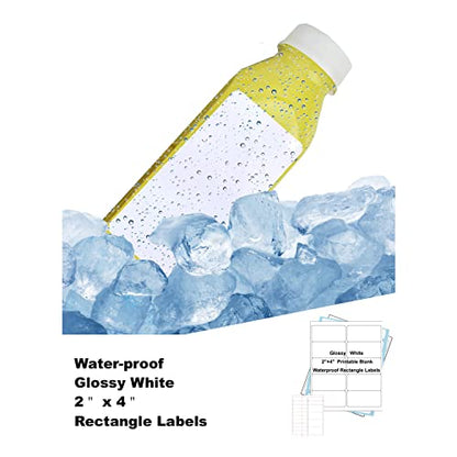 2"×4" Glossy White Printable Waterproof Bottle Labels Rectangle Stickers - size: 2*4 inches