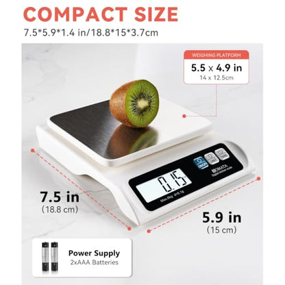 BOMATA 13lb/0.1g Precision Digital Food Scale for Kitchen, Grams and Ounces - color: White Non-rechargeable