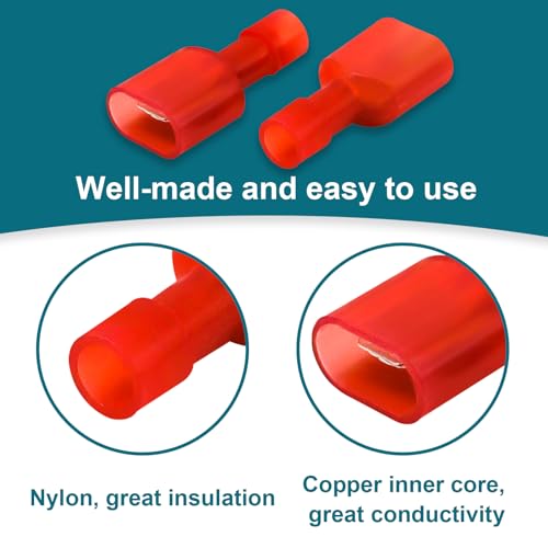 120PCS Spade Connectors, 22-16AWG Spade Terminal, Female and Male - size: 22-16AWG (120PCS)
