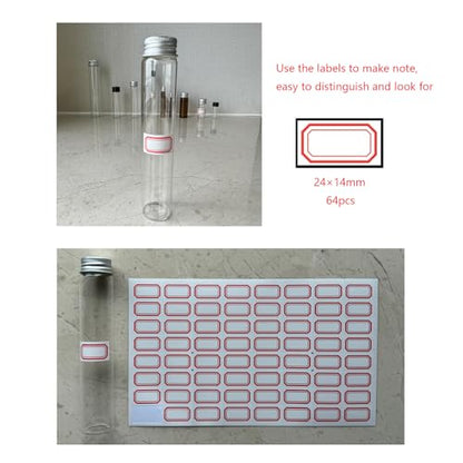 6PCS 50ml Clear Glass Flat Test Tubes with Screw Caps and Plastic Stoppers - color: with Aluminium Caps, size: 50ml
