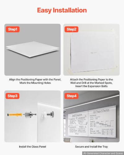 VEVOR Glass Dry Erase Board 96"x48" White Magnetic Whiteboard - color: White, size: 96"W x 48"H