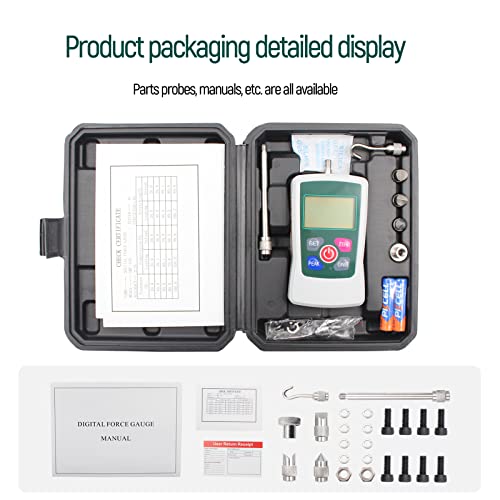 500N Digital Force Gauge Push and Pull Tester Meter with 4 Measurement Units N Kg Lb Oz, Automatic Backlight, Buzzer Alarm Function,1% Accuracy - size: 500N