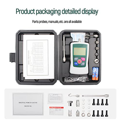 500N Digital Force Gauge Push and Pull Tester Meter with 4 Measurement Units N Kg Lb Oz, Automatic Backlight, Buzzer Alarm Function,1% Accuracy - size: 500N