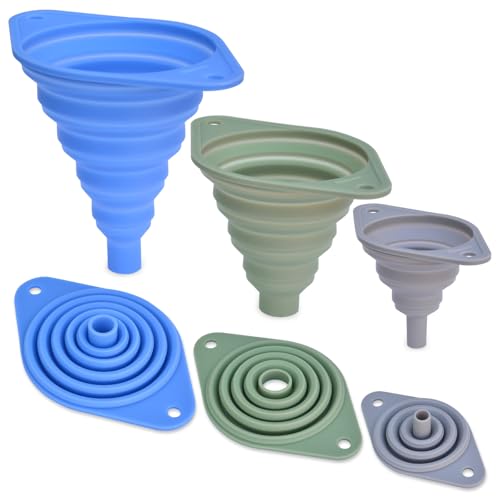 Kitchen Funnel Set of 3,Small and Large,Funnels for Kitchen Use Filling Bottle,Folding Silicone Funnel Used for Transferring Liquids in the Kitchen - size: 3Pack - Large,Medium,Small