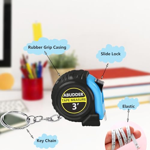 30 Pack Small Tape Measure Keychains,Mini Tape Measures Retractable,Pocket Measurement Tape Bulk Easy Read 3 Feet - color: Blue