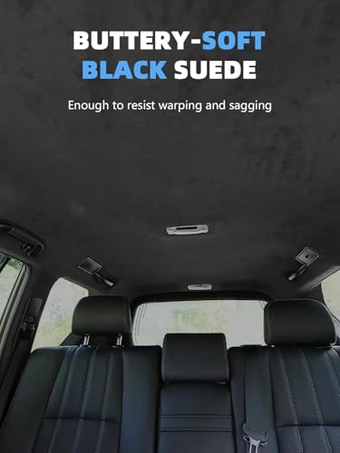 Black Suede Headliner Fabric - 120" L × 60" W Auto Head Liners, Fabric Tube Packaging with Foam Backing for Cars, Trucks, SUVs, RVs, Boats - Home Repair/DIY Headliner Material - color: Black, size: 120"L×60"W