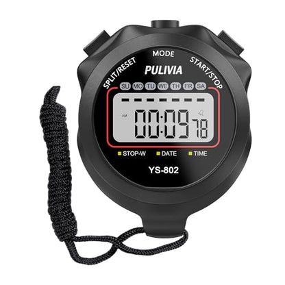 Stopwatch Timer, Digital Stop-Watch for Sports, Black - color: Black