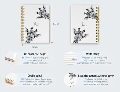 Giraffe Notebook, Giraffe Gifts for Women Girls Kids - color: Giraffe, style: White