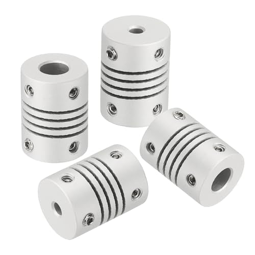 uxcell 4Pcs Flexible Couplings 3mm to 6.35mm Aluminum Alloy Joint Connector - size: 3mm to 6.35mm, style: D15 x L20mm