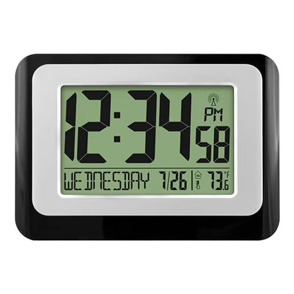 La Crosse Technology W88631 Digital Atomic Black Wall Clock with Temperature, Pack of 2 - color: Black, size: Large Pack of 2