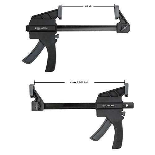 Amazon Basics 6-Piece Easy-to-Use One-Handed Trigger Clamp Set, 2 Pack of 4-inch, 4 Pack of 6-inch, Black/Grey - style: 6-Piece