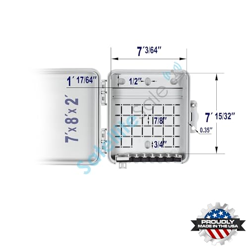 SatelliteSale Weatherproof Junction Box Heavy Duty Enclosure 8x7x2 Inches UV-Rated Thermoplastic Alloy Made in USA - size: 8"×7"×2"
