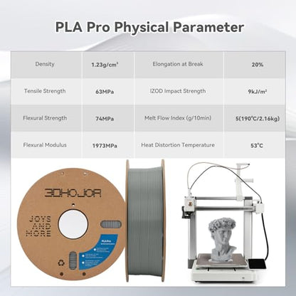 3DHoJor PLA+ 3D Printer Filament Silver,1KG - color: Silver