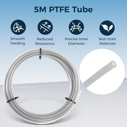 Sovol PTFE Tube 2.5mm ID 4mm OD, 5M/16.4ft w/2 Couplers&Tubing Cutter, Gray - size: 5 Meter (Gray)