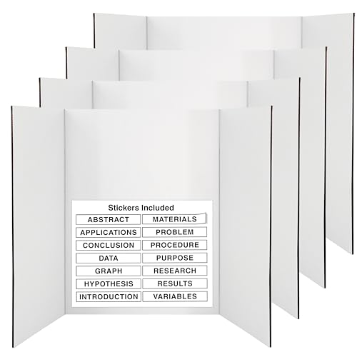 White Tri-Fold Presentation Board 28" X 40" Display Exhibition Board Lightweight and Portable with Smooth Surface Great Business presentations (Pack of 4) - by Emraw - size: 28" X 40", style: 4