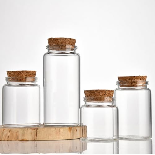 4 pcs 120ml Small Glass Bottles with Cork Stopper,Graduation Gifts,Decorative Bottle,Vials Jars,Cute Storage Jar,Wishing Bottle 47x90mm(1.85x3.55inch) - size: 47x90mm(1.85x3.55inch)
