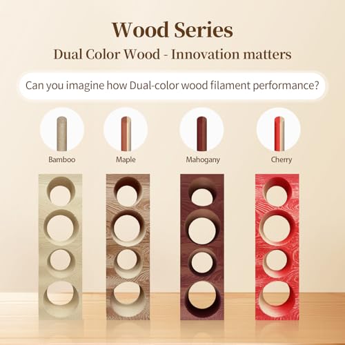 YOUSU 3D Printer Filament Bundle, Wood PLA Filament 1.75mm, Multicolor 3D Printer Filament, Add More Than 30% Real WoodFiber, Maple, Cherry, Mahogany, Bamboo,Fits for Most FDM 3D Printers,250g*4 Pack. - color: 7-wood Pla 250g*4