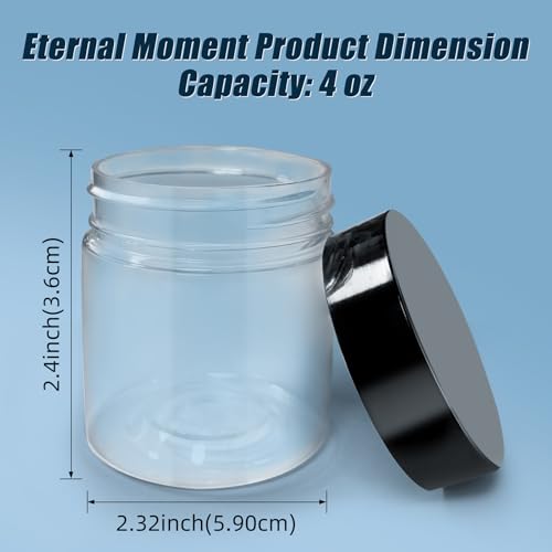 50 Pack 4 oz Clear Plastic Jars with Lids - Small/Mini Containers for Slime, Ointments, Lip Balm, Creams, Samples, Eyeshadow, Travel Storage, Makeup, Lotion and Body Butter