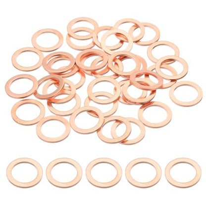 PATIKIL 35PCS M14 Copper Washers, M14x20x1.5mm Copper Crush Washer Metric Flat Washers Sealing Washers Assortment Kit Oil Drain Plug Gasket Ring for Automotive Battery Vehicles Screws Bolt - size: M14x20x1.5mm