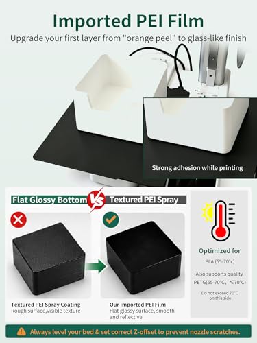 Upgraded Cold Plate & PEI Build Plate for Bambulab X2D/X1E/X1C/P2S/P1S/P1P/A1,257x257mm Double Side Textured Low-Temp Cool Plate +Smooth Import PEI Sheet Spring Steel Removable Printed Platform. - size: 257x257mm