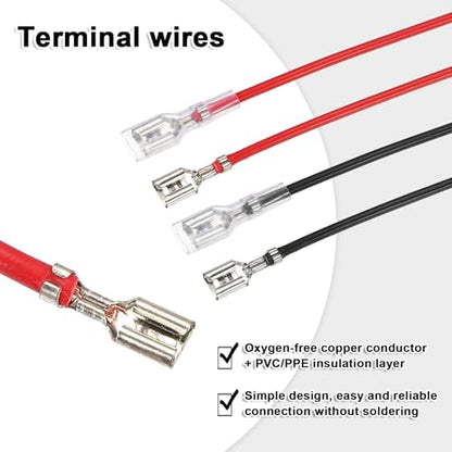 MECCANIXITY 10pcs Double Head Female Spade Crimp Terminal 4.8mm 10cm Wires - size: 4.8mm, 10cm L
