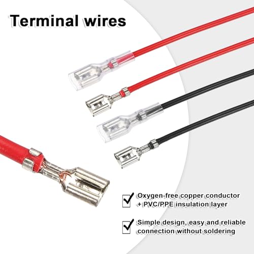 MECCANIXITY 10pcs Double Head Female Spade Crimp Terminal 6.3mm 10cm Wires - size: 6.3mm, 10cm L