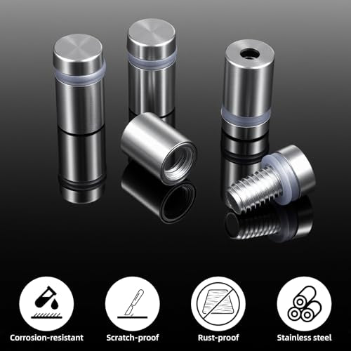 100PCS 1/2 x 3/4 Inch Stainless Steel Standoff Screws, Metal Standoff Pin Wall Sign Mounting Hardware for Hanging Picture Frame, Acrylic, Glass, Advertising Fixing Nail - color: 100pcs