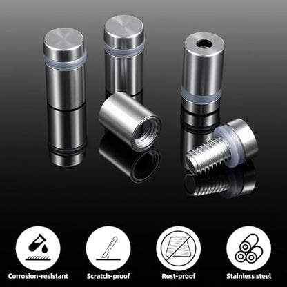 100PCS 1/2 x 3/4 Inch Stainless Steel Standoff Screws, Metal Standoff Pin Wall Sign Mounting Hardware for Hanging Picture Frame, Acrylic, Glass, Advertising Fixing Nail - color: 100pcs