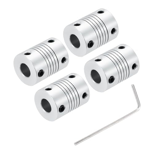 uxcell 4Pcs 8mm to 8mm Aluminum Alloy Shaft Coupling L25xD19 Flexible Coupler Beam Stepper Motor Joint Connector for 3D Printer CNC Machine DIY Encoders and Motors Shaft,Silver - size: 8mm to 8mm