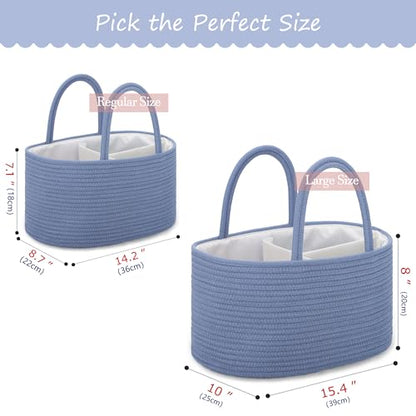 COMSE Large Cotton Rope Baby Diaper Caddy Organizer, Folkstone Gray - color: Folkstone Gray, size: Large