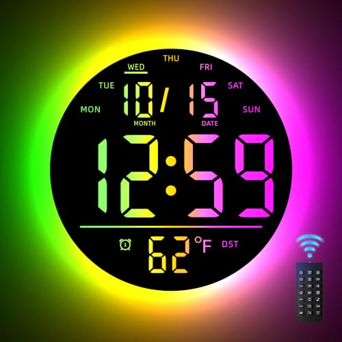 EASYERA 10" Large Digital Wall Clock with Remote Control - size: 10 inches