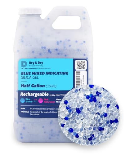 Dry & Dry [3.5 LBS] Blue & White Mixed Silica Gel Beads(Industry Standard 3-5 mm) - Rechargeable Silica Beads, Silica Gel, Moisture Absorbers for 3D Printer Filament - color: Blue Mixed, size: 3.5 lbs