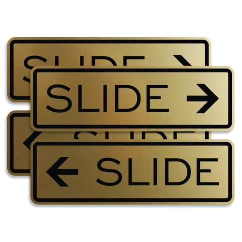 Classic Slide Door Sign - Brushed Gold - Small (2 Sets - 4 Signs) - color: Brushed Gold, size: 4" x 1.25" - Small (2 Pack)