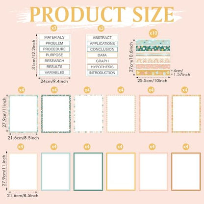 Dispowreath 114 Pcs Science Fair Board Supplies 60 Trim Scalloped Poster Boards 48 Presentation Subtitles 6 Project Titles for Classroom Display Boards(Rainbow Style)
