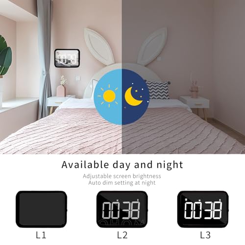 Digital Large Display Visual Timer Stopwatch for Kitchen Teacher School Classroom Cooking, Night Light Magnetic Bathroom Makeup Mirror LED Stop Clock Timer, 99 Minutes Countdown, Loud/Silent (Black) - color: Black
