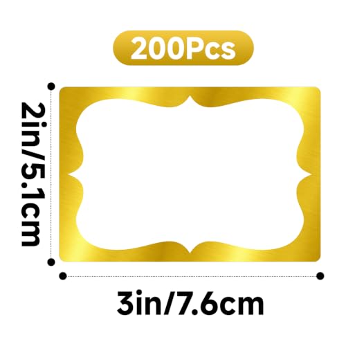 Anwyll Gold Foil Name Tag Stickers 200 Pcs 3'' x 2'' Name Label Stickers - color: Gold Foil