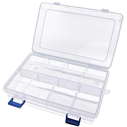 Xiaoyztan Clear Bead Organizer Box with Adjustable Dividers Plastic 8 Grids