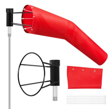 Threlaco 1 Set Heavy Duty Airport Windsock,8" x 36" Wind Socks,Red - color: Red, size: 8" X 36"